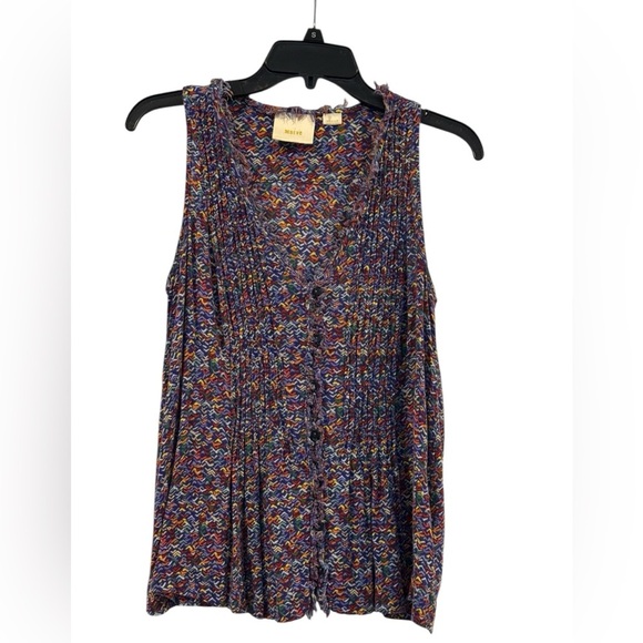 Women’s Anthropologie Maeve Lila Pintuck Multicolor Sleeveless Tank Top: Medium - Picture 1 of 12